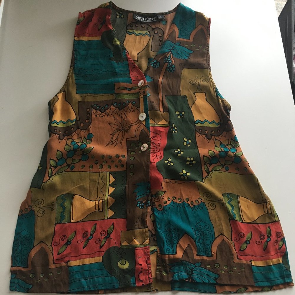 Karen Kane Sleeveless Shirt Blouse Browns Size S
